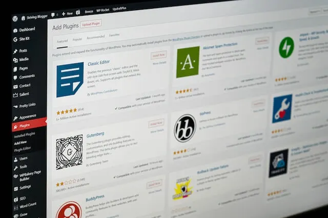 Wordpress interface
